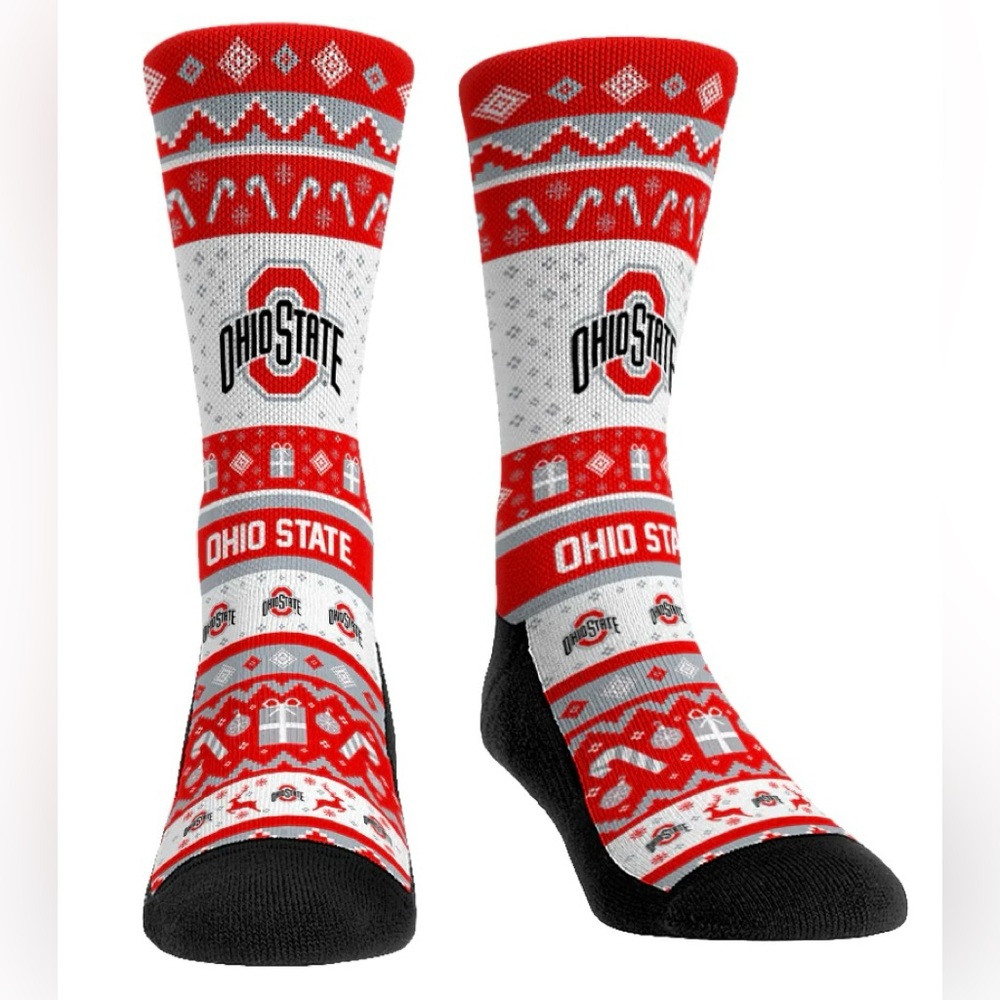 THE Ohio State Buckeyes Tacky Ugly Sweater Socks Sz. Men’s L/LX 9-13